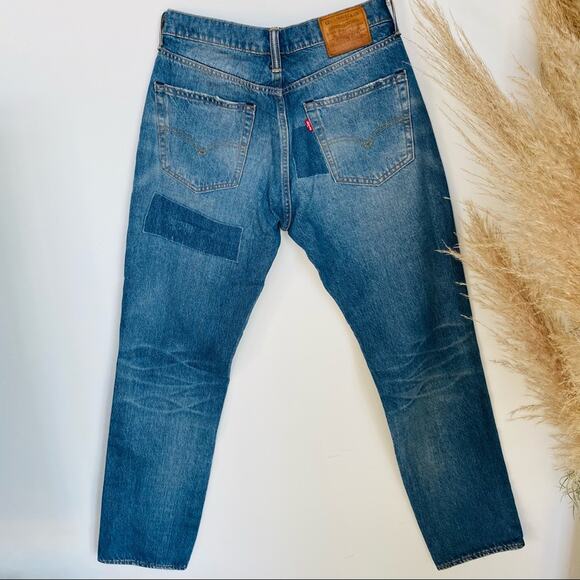 MENS LEVIS Vintage 32 x 30 Big E Blue Patchwork Denim Jeans Slim Skinny Straight - Picture 6 of 10